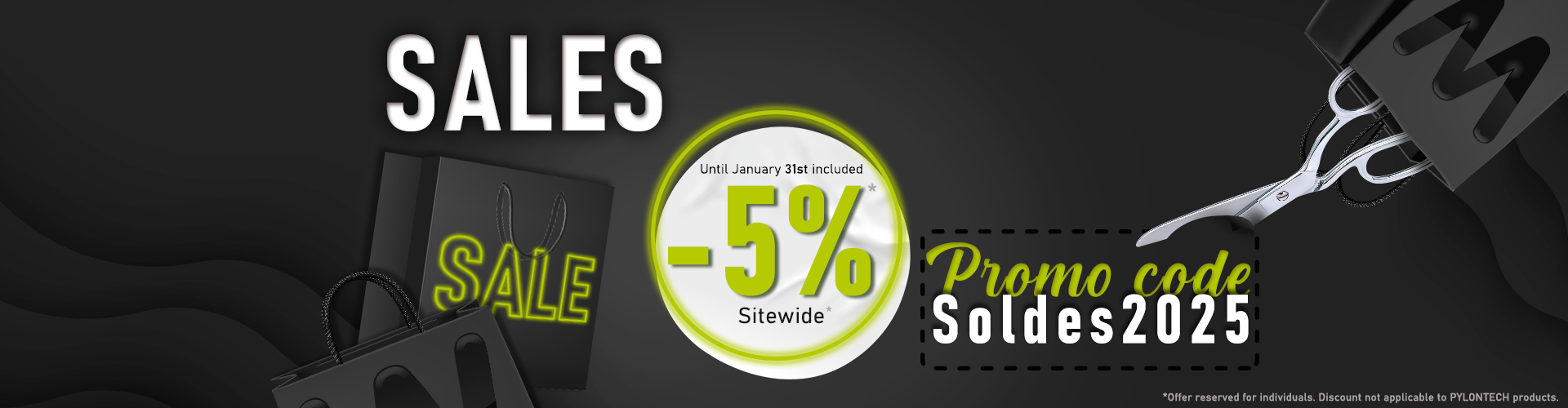 Winter sale. Take advantage of -5% on the entire site except on Pylontech products up to and including 31/01. Promotion code: Soldes20255.